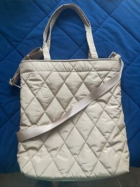 Vera Bradley Quilted Beige Tote with Crossbody Strap